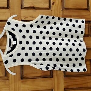 Liz Claiborne Short Sleeve Polka Dot Sweater Medium Blue Off White